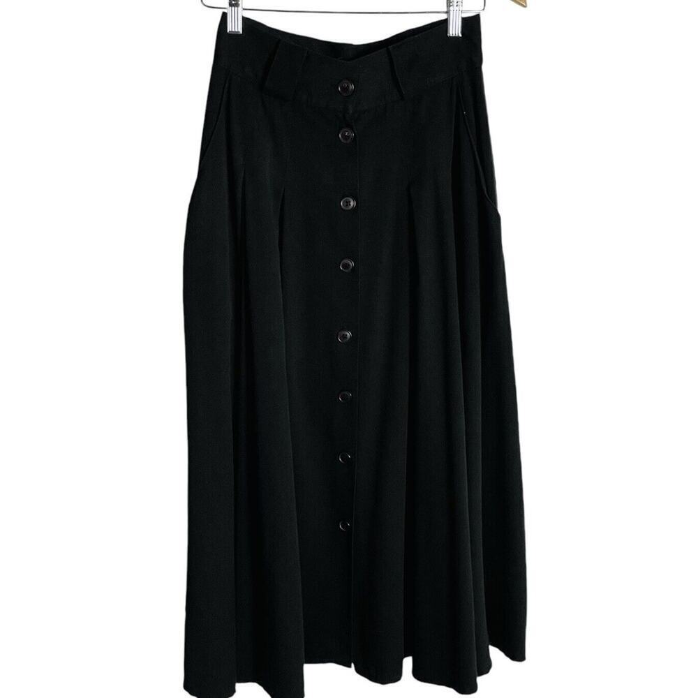 Vintage Best American Juniors Midi Skirt 7/8 Black Button Goth Witchy Whimsigoth